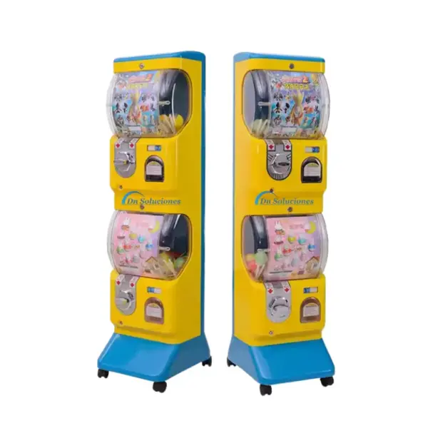 Máquina vending 2 en 1 tipo repisa para producto de 45mm y 55mm pelotas saltarinas capsulas